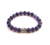 BERGERLIN Buddha Bracelet with Genuine 8 mm Natural Stone or Lava Stone Beads - Natural Stone Bracelet with Certificate of Authenticity, XS-S, Stone