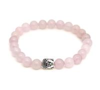 BERGERLIN Buddha Bracelet with Genuine 8 mm Natural Stone or Lava Stone Beads - Natural Stone Bracelet with Certificate of Authenticity, XS-S, Stone