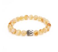 BERGERLIN Buddha Bracelet with Genuine 8 mm Natural Stone or Lava Stone Beads - Natural Stone Bracelet with Certificate of Authenticity, XS-S, Stone