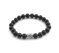 BERGERLIN Buddha Bracelet with Genuine 8 mm Natural Stone or Lava Stone Beads - Natural Stone Bracelet with Certificate of Authenticity, XS-S, Stone