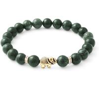 BERGERLIN Elephant Bracelet with Genuine 8 mm Natural Stone Beads and Crystal Highlights with Certificate of Authenticity - Rose Quartz, Amethyst, Rock Crystal, Tourmaline, and Tiger's Eye Bracelet