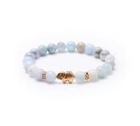 BERGERLIN Elephant Bracelet with Genuine 8 mm Natural Stone Beads and Crystal Highlights with Certificate of Authenticity - Rose Quartz, Amethyst, Rock Crystal, Tourmaline, and Tiger's Eye Bracelet