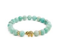 BERGERLIN Elephant Bracelet with Genuine 8 mm Natural Stone Beads and Crystal Highlights with Certificate of Authenticity - Rose Quartz, Amethyst, Rock Crystal, Tourmaline, and Tiger's Eye Bracelet