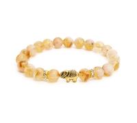 BERGERLIN Elephant Bracelet with Genuine 8 mm Natural Stone Beads and Crystal Highlights with Certificate of Authenticity - Rose Quartz, Amethyst, Rock Crystal, Tourmaline, and Tiger's Eye Bracelet