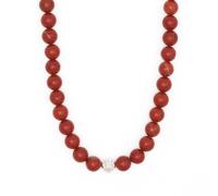 BERGERLIN Jasper Necklace Genuine - Pearl Necklace with 925 Sterling Silver Pearl - Genuine Jasper Necklace in Size XS-S