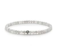 BERGERLIN Moonstone bracelet genuine with 925 Sterling Silver bead - faceted beads - size S