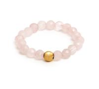 BERGERLIN Rose Quartz Ring genuine with Gold Pearl - Faceted Pearls - Size S