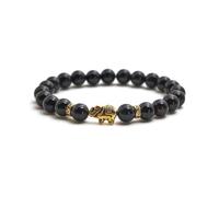 BERGERLIN Tourmaline Bracelet with Real Natural Stone Beads and Elephant Size XS-S