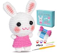 Berggers Crochet Kits for Beginners Adults and Kids,Knitting Kit with Step-by-Step Video Tutorials，Crochet Starter Kit is Friendly with Complete Knitting Set -White Bunny