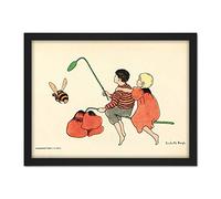 Bergh Children Bee Poppy Design Book Illustration Artwork Framed Wall Art Print 18X24 Inch