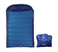 Berghaus Indulge Double Sleeping Bag with Built-in Pillow for Adults, Teens, Kids, 2 People, 2-3 Season, Waterproof (Blue, Double)