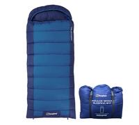 Berghaus Indulge Single Sleeping Bag with Built-in Pillow & Hood for Adults & Kids, Waterproof, Lightweight, Soft & Comfortable, 2-3 Season, Ideal for Family Camping & Festivals, Includes Carrybag