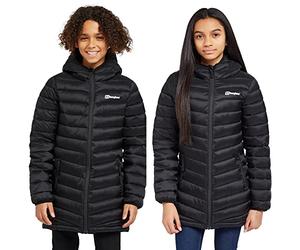 Berghaus Kids’ Longline Kirkhale Baffle Jacket with Stretch Binding to the Hood, Hem & Cuffs, Water Repellent & Insulated Winter Coat (UK, Age, 9 Years, 10 Years, Regular, Black)
