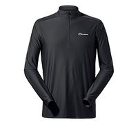 Berghaus Men's 24/7 Half Zip Long Sleeve Tech Baselayer T-Shirt | Moisture Wicking | Breathable, Black/Black, 3XL