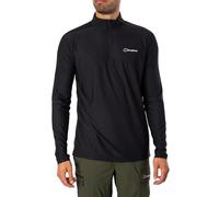 Berghaus Men's 24/7 Half Zip Long Sleeve Tech Baselayer T-Shirt | Moisture Wicking | Breathable Technical T-Shirt, Black/Black, S