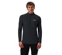Berghaus Men's 24/7 Half Zip Long Sleeve Tech Baselayer T-Shirt | Moisture Wicking | Breathable Technical T-Shirt, Black/Black, 2XL