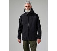Berghaus Men's Arnaby Lightweight Stretch Waterproof Hooded Jacket | Breathable | Lightweight Rain Coat, Black/Black, S