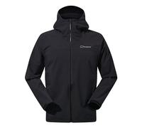 Berghaus Men's Arnaby Lightweight Stretch Waterproof Hooded Jacket | Breathable | Lightweight Rain Coat, Black/Black, M