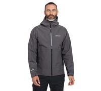 Berghaus Men's Bramblfell Gore-Tex Interactive Jacket | Waterproof | Breathable | Adjustable Hood Waterproof Jacket, Grey Pinstripe/Jet Black, XL