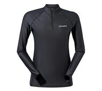 Berghaus Women's 24/7 Half Zip Long Sleeve Tech Baselayer T-Shirt | Moisture Wicking | Breathable Technical T-Shirt, Black/Black, 14