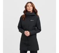 Berghaus Women's Omeara Long Length Waterproof Shell Jacket, Durable, Breathable Rain Coat, Black, 18