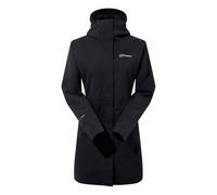 Berghaus Women's Omeara Long Length Waterproof Shell Jacket, Durable, Breathable Rain Coat, Black, 14