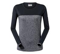 Berghaus Women's Voyager Long Sleeve Tech Tee Base Layer, Carbon Marl/Jet Black, 14