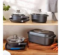 Berghoff 6Pc Stunning Sunshine Set, Oven Glass Lids, Pfoa Free, Non-Stick, Light, Easy Clean, Recycled, All Hobs Incl Induction
