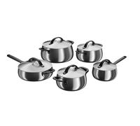 BergHOFF Home Stainless Steel Pot Set - 5 pcs. - Cookware Set with lids - Pots Set Suitable for Induction, Ceramic, Gas & Electric Stove - Pot Set - Black