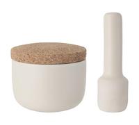 BergHOFF Leo Stoneware Mortar and Pestle with Cork Lid, Ceramic, White, 10 x 9 x 4 cm