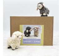 Bergin & Bath Beginner Needle Felting Kit, Spring Lambs. Make Two Woolly Sheep. Easter Adult Craft Kit (No Felting Mat)