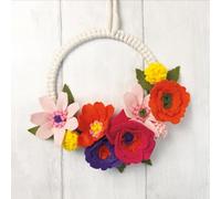 Bergin & Bath Felt Flower Wreath Kit. Make a DIY floral wreath with this craft kit for adults and teens. Learn macrame and flower making skills.