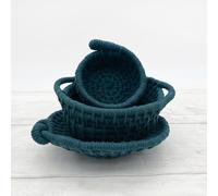 Bergin & Bath Macrame Kit, Baskets - Peacock Blue - Learn to Make a Trio of Stylish Baskets - Gift for her, for Mum - Craft kit for Adults and Teens