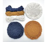 Bergin & Bath Macramé Kit Coasters. Learn to Make Three placemats in Yellow, Navy and White. Art Craft Kit for Adults and Teens. Creative Gift idea.