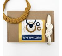 Bergin & Bath Macrame Kit, Rope Jewellery, Yellow, Navy & White, Learn to Make SIX Stylish Necklaces and Bracelets - Gift for her - Adult Craft kit