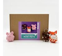 Bergin & Bath Needle Felted Mini Pets 1 - Make Three Felt Animals in This Beginners Craft kit for Adults. Create a Cute Cat, Dog and Pig! Gift for Teens and Adults