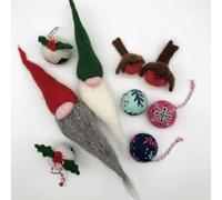 Bergin & Bath Needle Felting Bumper Kit - Christmas A Premium Adult Craft kit. Learn to Make a Robins, Christmas Puddings, Baubles and Scandi Gnomes.