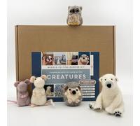 Bergin & Bath Needle Felting Bumper Kit - Creatures: Arts Craft Kit for Adults - Polar Bear, Mice, Hedgehog, Owl, A Premium Starter Set. Learn to Make Sweet Animals.