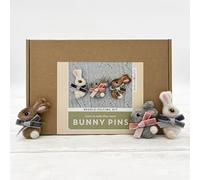 Bergin & Bath Needle Felting Kit, Bunny Pins. Make Three Sweet Bunny Rabbit brooches Using a Simple Flat Felting Technique. Craft kit for Adults.