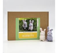 Bergin & Bath Needle Felting Kit - Rabbits - Make Two Needle Felted Easter Bunnies with This Craft kit for Adults - Easter Craft Gift for her, for Mum