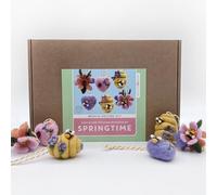 Bergin & Bath Needle Felting Kit - Springtime, Learn to Make a Set of Decorations for Easter. Craft kit for Adults