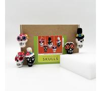 Bergin & Bath Needle Felting kit - Sugar Skulls. Learn to Make Five Halloween Decorations from Natural Wool Fibres. (with Felting Mat)