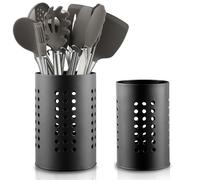 Berglander 2-Piece Black Stainless Steel Cutlery Holder, Farmhouse Style Kitchen Countertop Organizer
