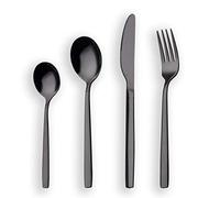Berglander 24 Piece Titanium Black Plated Stainless Steel Cutlery Set, 24 Black Flatware Set - Service for 6