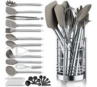 Berglander 38-Piece Non-Stick Silicone Cooking Utensils Set, Kitchen Tools Set, Stainless Steel Utensil Holder, Dishwasher Safe