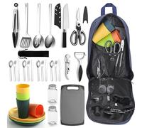 Berglander Camping Cooking Utensils Set 23 Piece, Camping Essentials Camping Accessories Gear Must Haves Camper and BBQ Utensils for Travel, Picnics, Camping, BBQ, Party and Other Outdoor Activities