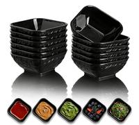 Berglander Dip Bowls Set 12pcs, 180ml Black Plastic Dipping Bowls, Matte Stone Texture Soy Sauce Plates, Mini Appetizer Bowls for Side Dishes, Condiment Server for Tomato Sauce, Ketchup, BBQ, Party
