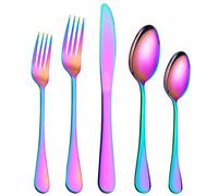 Berglander Flatware Set 20 Piece, Stainless Steel With Titanium Colorful Plated, Multicolor Flatware Set, Silverware, Rainbow Color Cutlery Set Service For 4