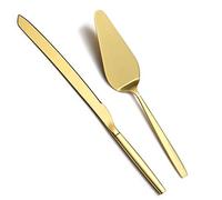 Berglander Gold Cake Pie Pastry Servers, Gold Cake Serving Set,Cake Knife and Server Set Perfect for Wedding, Birthday, Parties and Events