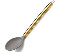 Berglander Gold Cooking Spoon, Non-stick Silicone Solid Serving Spoon Titanium Gold Plating handle, Basting Spoon, Spoon For Cooking, Kitchen Spoon, Dishwasher Safe, Easy to Clean